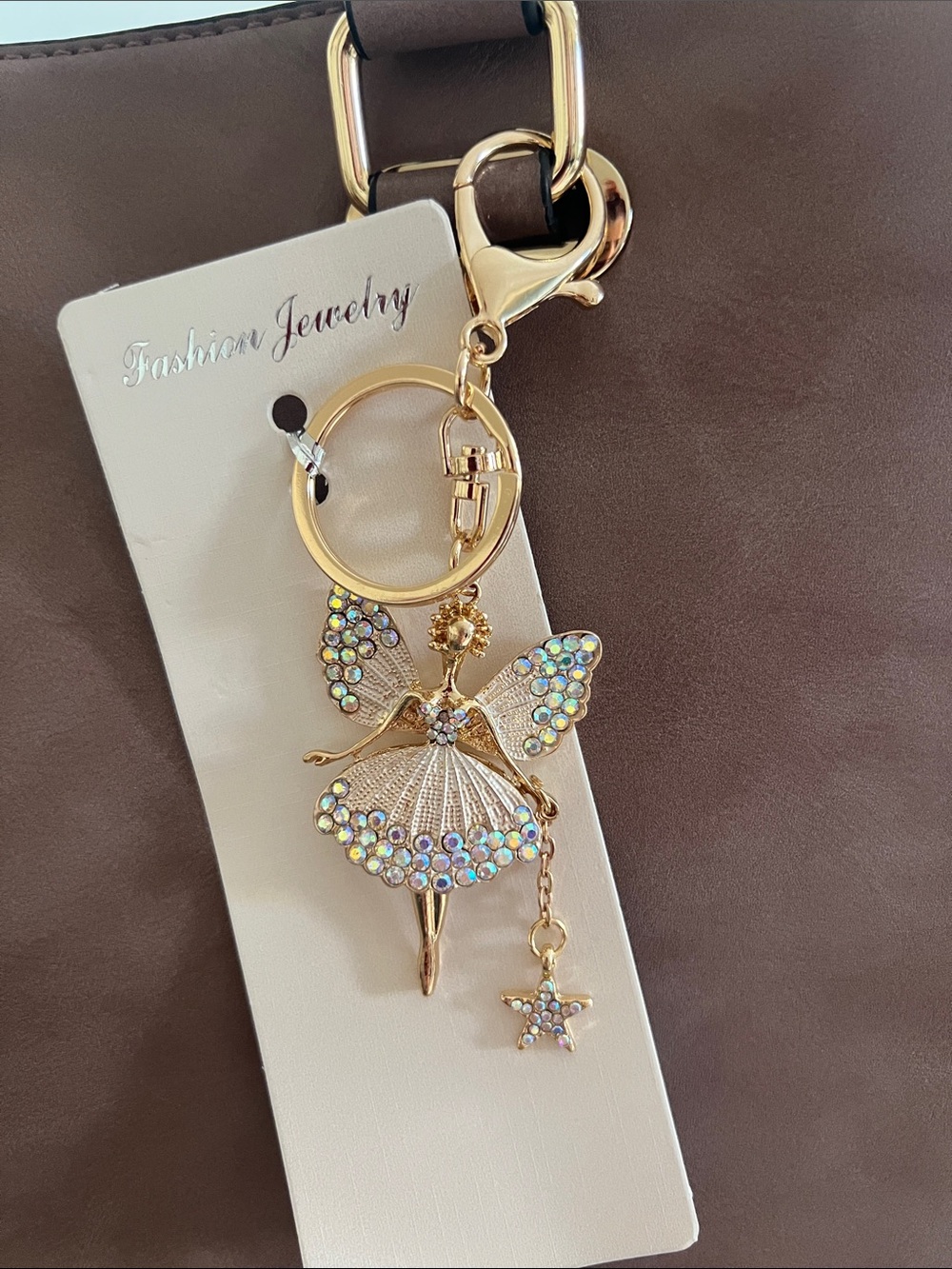Fairy Keychain with Iridescent Crystals